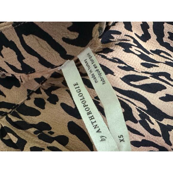 Anthropologie Leopard Print Short Sleeves Midi Dress size XS - Picture 3 of 16